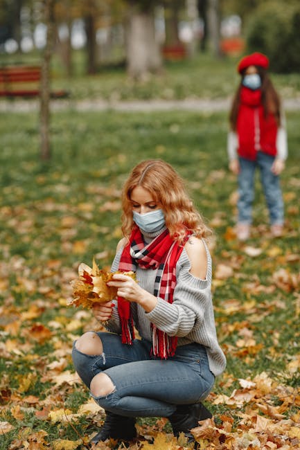 Child in mask outdoors
